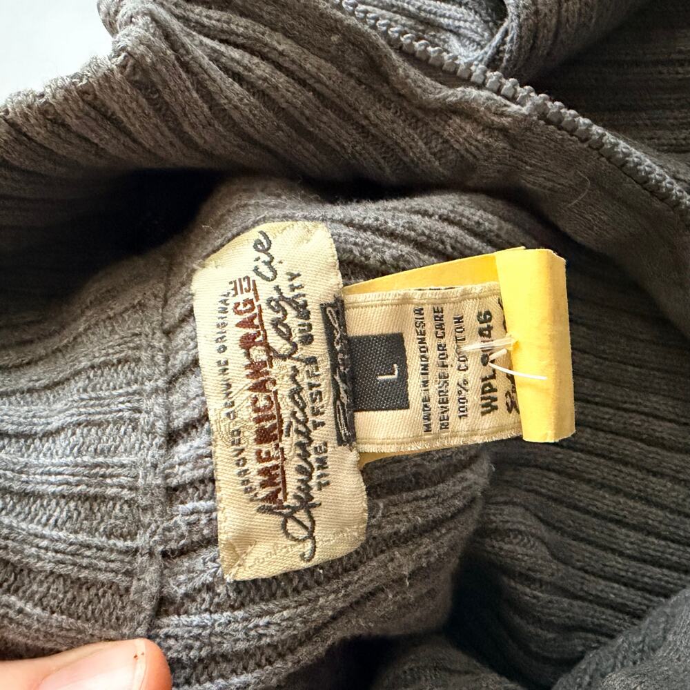 American Rag Grey Ribbed Zip Front Cardigan - Women's Large - Picture 3 of 5